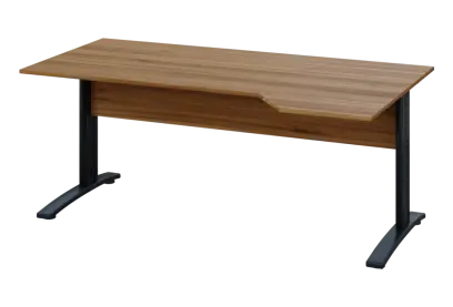 EZK 18 - 184 stůl kancelářský, rohový, pravý, kovová podnož černá, deska 18 mm, široký 1800 mm, ořech světlý